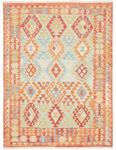 Tappeto Kilim Geometrico Arancione Azzurro 153x201 Cm