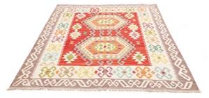 Tappeto Kilim Stilizzato Rosso Multicolore Quadrato 150x150 Cm