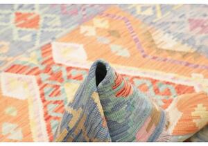 Tappeto Kilim Geometrico Azzurro Arancione 127x176 Cm