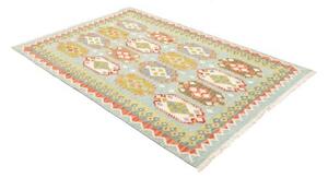 Tappeto Kilim Stilizzato Celeste Arancione 126x184 Cm