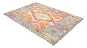 Tappeto Kilim Geometrico Azzurro Arancione 127x176 Cm