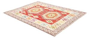 Tappeto Kilim Stilizzato Rosso Multicolore Quadrato 150x150 Cm