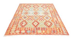 Tappeto Kilim Geometrico Arancione Azzurro 153x201 Cm