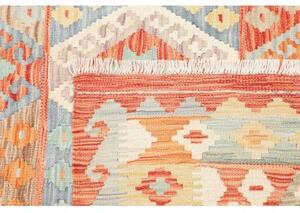Tappeto Kilim Geometrico Terracotta Azzurro 173x242 Cm
