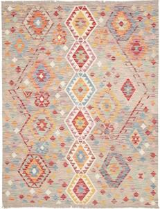 Tappeto Kilim Geometrico Grigio Multicolore 159x206 Cm