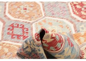 Tappeto Kilim Stilizzato Azzurro Arancione 178x240 Cm