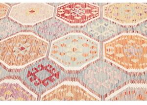 Tappeto Kilim Stilizzato Azzurro Arancione 178x240 Cm