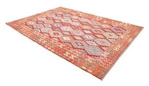 Tappeto Kilim Geometrico Rosso Arancione 204x291 Cm