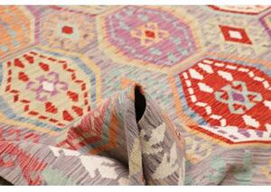 Tappeto Kilim Geometrico Grigio Multicolore Quadrato 247x292 Cm