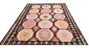 Tappeto Kilim Geometrico Nero Multicolore 200x286 Cm