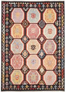 Tappeto Kilim Geometrico Nero Multicolore 200x286 Cm