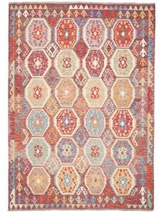 Tappeto Kilim Geometrico Rosso Mattone Multicolore 204x290 Cm
