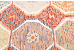 Tappeto Kilim Geometrico Rosso Ruggine Multicolore 201x304 Cm
