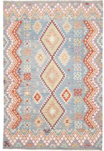 Tappeto Kilim Geometrico Azzurro Rosso Mattone 173x253 Cm