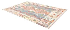 Tappeto Kilim Stilizzato Azzurro Avorio 176x254 Cm