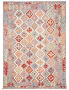 Tappeto Kilim Stilizzato Grigio Tortora Multicolore 169x234 Cm