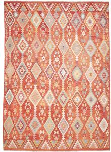 Tappeto Kilim Geometrico Ruggine Beige 252x358 Cm