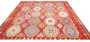 Tappeto Kilim Stilizzato Rosso Multicolore 250x292 Cm