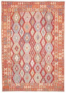 Tappeto Kilim Geometrico Rosso Arancione 204x291 Cm