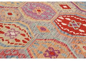 Tappeto Kilim Geometrico Grigio Multicolore Quadrato 247x292 Cm