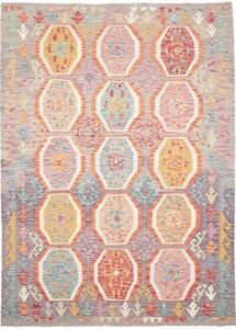 Tappeto Kilim Stilizzato Grigio Multicolore 173x241 Cm