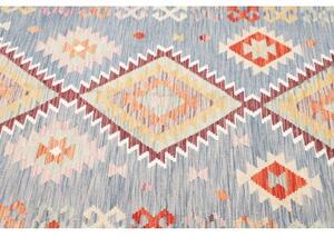 Tappeto Kilim Geometrico Azzurro Rosso Mattone 173x253 Cm