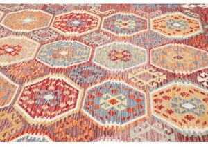 Tappeto Kilim Geometrico Rosso Mattone Multicolore 204x290 Cm
