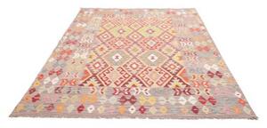 Tappeto Kilim Geometrico Grigio Rosso 176x247 Cm