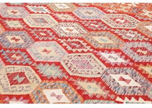 Tappeto Kilim Geometrico Rosso Arancione 204x291 Cm
