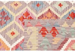 Tappeto Kilim Stilizzato Grigio Tortora Multicolore 169x234 Cm