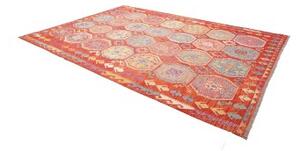 Tappeto Kilim Geometrico Rosso Beige 252x359 Cm