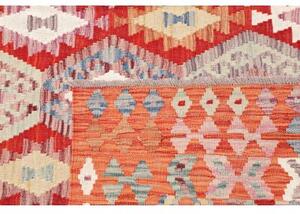 Tappeto Kilim Geometrico Rosso Arancione 204x291 Cm