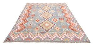 Tappeto Kilim Geometrico Azzurro Rosso Mattone 173x253 Cm