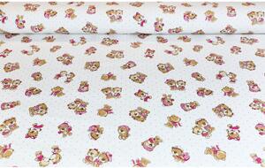 Tessuto di cotone orsacchiotti rosa, h. 280 cm