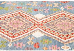 Tappeto Kilim Stilizzato Azzurro Avorio 176x254 Cm