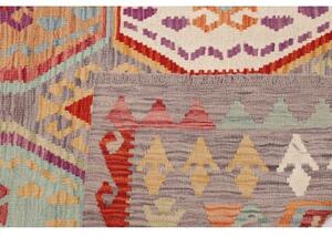 Tappeto Kilim Geometrico Grigio Multicolore Quadrato 247x292 Cm
