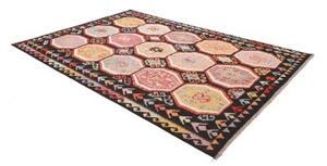 Tappeto Kilim Geometrico Nero Multicolore 200x286 Cm