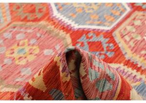 Tappeto Kilim Geometrico Rosso Beige 252x359 Cm