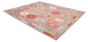 Tappeto Kilim Geometrico Grigio Multicolore Quadrato 247x292 Cm