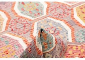 Tappeto Kilim Stilizzato Grigio Multicolore 173x241 Cm