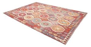 Tappeto Kilim Geometrico Rosso Mattone Multicolore 204x290 Cm