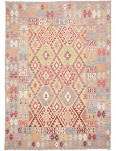 Tappeto Kilim Geometrico Grigio Rosso 176x247 Cm