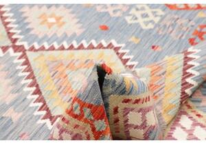 Tappeto Kilim Geometrico Azzurro Rosso Mattone 173x253 Cm