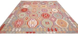 Tappeto Kilim Geometrico Grigio Multicolore Quadrato 247x292 Cm