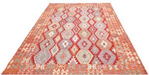Tappeto Kilim Geometrico Rosso Arancione 204x291 Cm