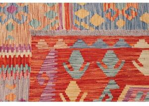 Tappeto Kilim Geometrico Rosso Beige 252x359 Cm