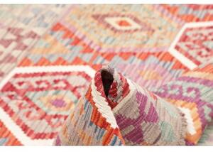 Tappeto Kilim Stilizzato Rosso Beige Quadrato 147x153 Cm