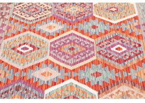 Tappeto Kilim Geometrico Multicolore Beige Quadrato 147x147 Cm
