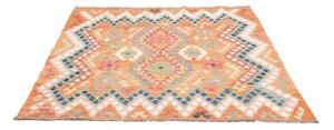 Tappeto Kilim Geometrico Arancione Blu Quadrato 151x164 Cm