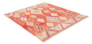 Tappeto Kilim Geometrico Rosso Multicolore Quadrato 148x162 Cm